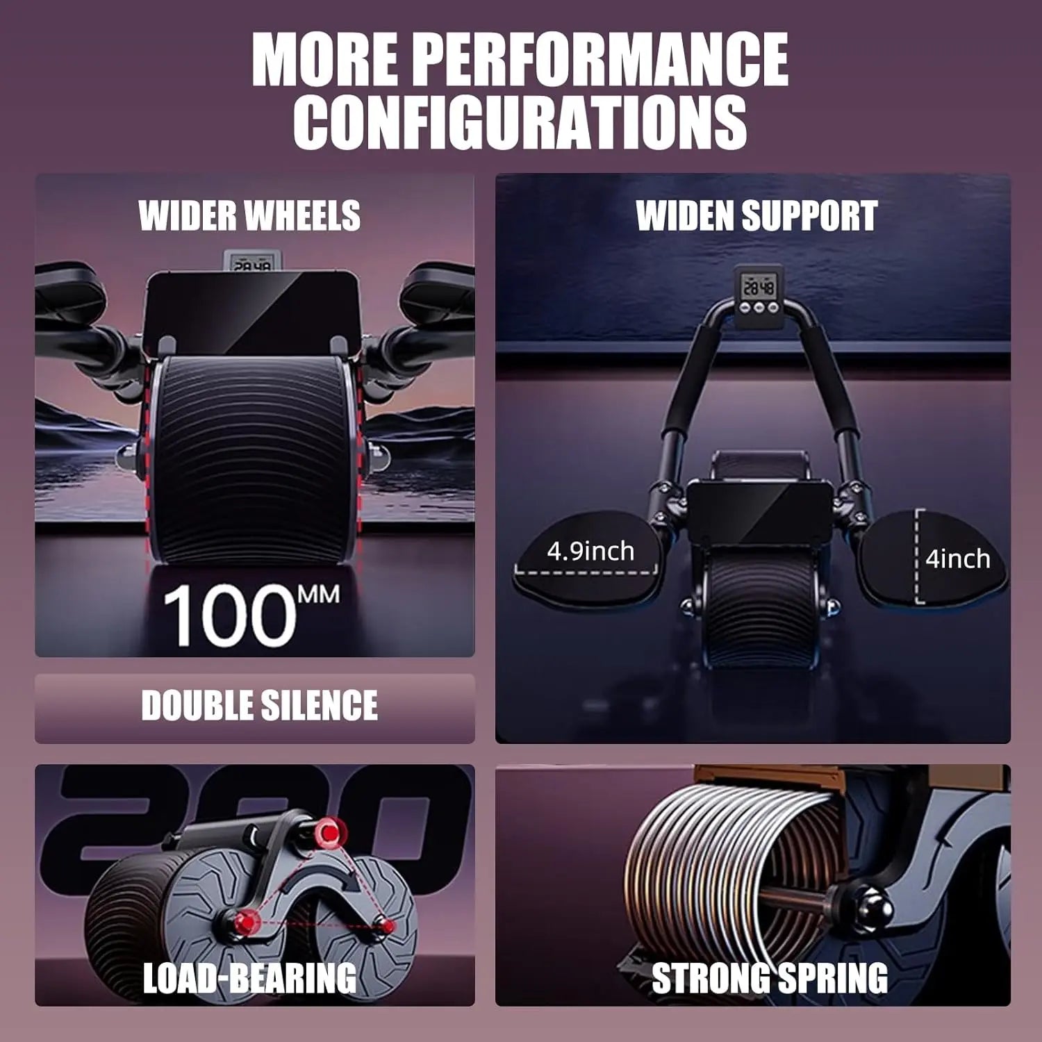 Ab Roller Wheel Workout Abdominal Fitness Wheel for Core Muscles Training with Digital Timer Phone Holder Smart Rebound Dual-Wheel Design Eco-Friendly Build Maquina Abdominal Total Body Rueda Summerwins,Summerwins,Father'Sdaygifts,Bathingsuitwomenset