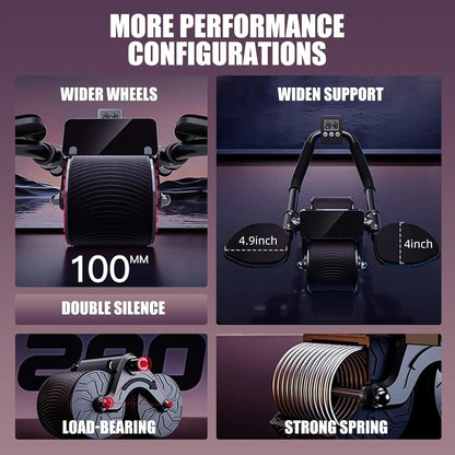 Ab Roller Wheel Workout Abdominal Fitness Wheel for Core Muscles Training with Digital Timer Phone Holder Smart Rebound Dual-Wheel Design Eco-Friendly Build Maquina Abdominal Total Body Rueda Summerwins,Summerwins,Father'Sdaygifts,Bathingsuitwomenset