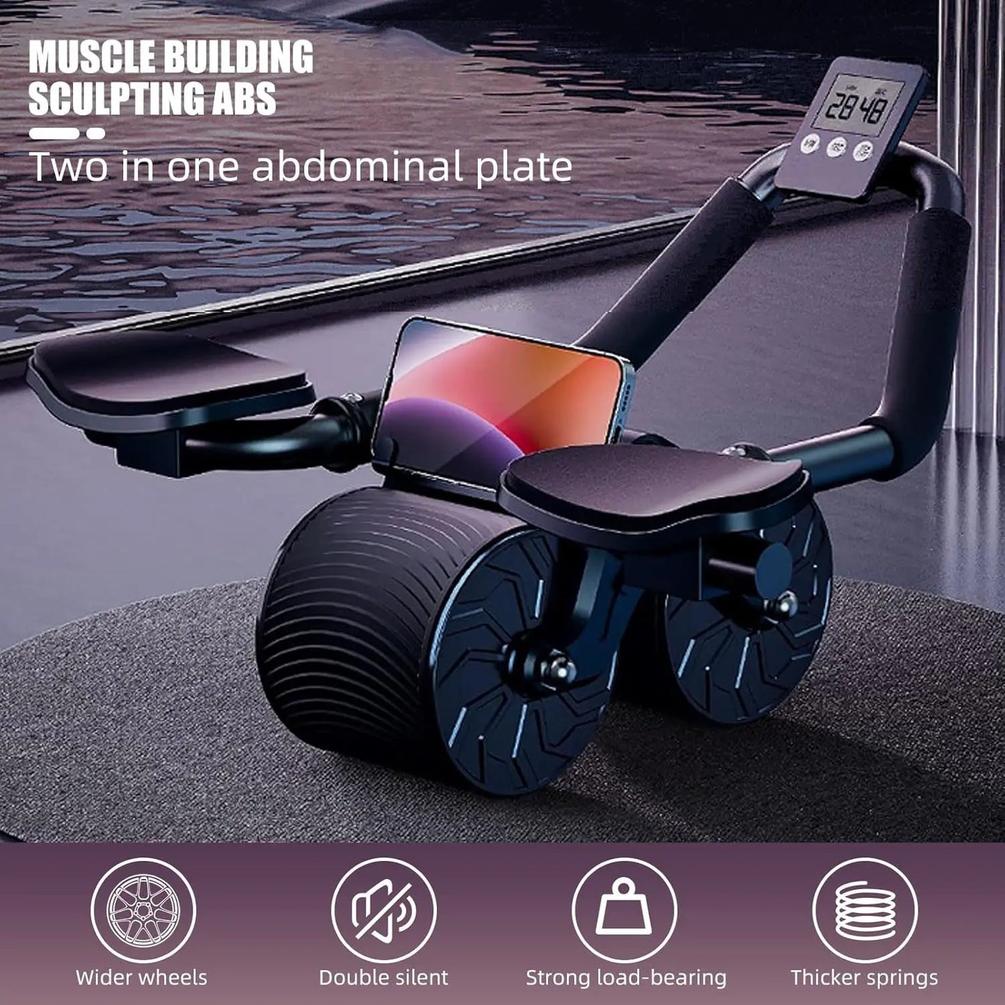 Ab Roller Wheel Workout Abdominal Fitness Wheel for Core Muscles Training with Digital Timer Phone Holder Smart Rebound Dual-Wheel Design Eco-Friendly Build Maquina Abdominal Total Body Rueda Summerwins,Summerwins,Father'Sdaygifts,Bathingsuitwomenset